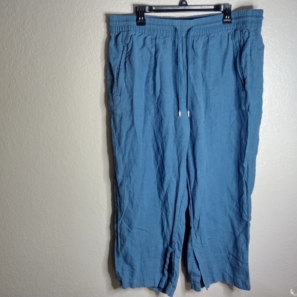 Athleta Retreat Linen Wide Leg Pant In Borealis Green Sz 18 - Picture 3 of 13